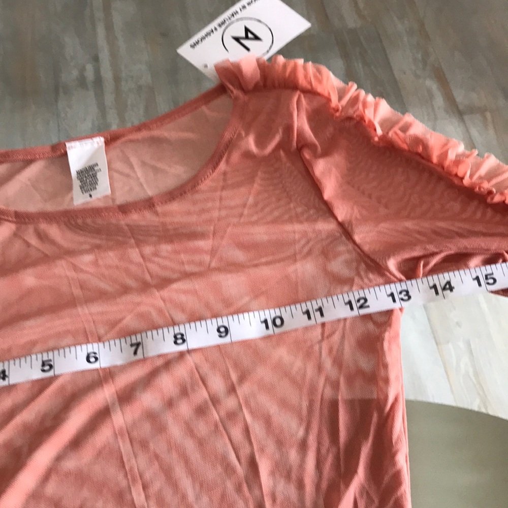 Long Sleeve  Sheer Bodysuit With Ruffle - Picture 3 of 6